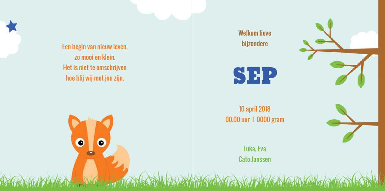 Gevouwen kaart "Vosje blauw" Gevouwen kaart "Vosje blauw"