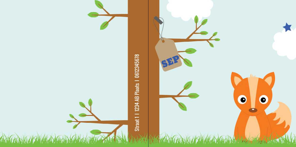 Gevouwen kaart "Vosje blauw" Gevouwen kaart "Vosje blauw"