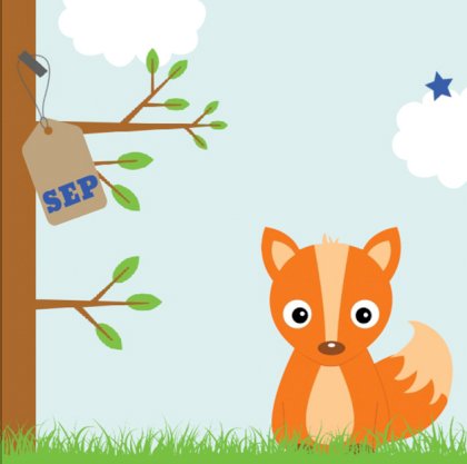 Gevouwen kaart "Vosje blauw"