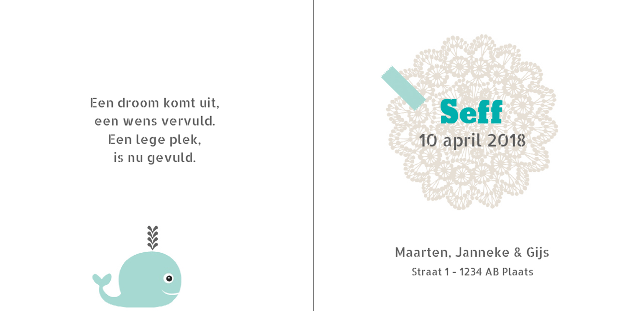 Gevouwen kaart "Blauwe walvis" Gevouwen kaart "Blauwe walvis"