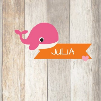 Gevouwen kaart "Roze walvis op hout" Gevouwen kaart "Roze walvis op hout"