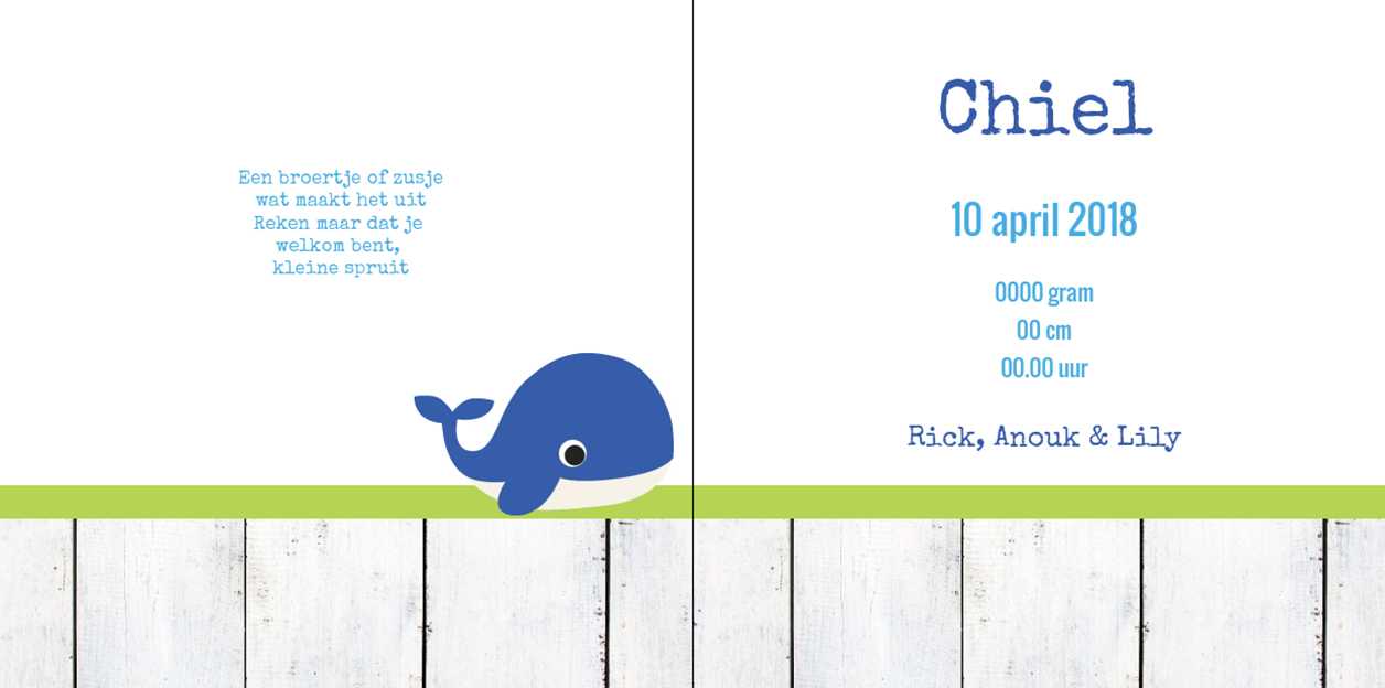 Gevouwen kaart "Blauwe walvis op hout" Gevouwen kaart "Blauwe walvis op hout"