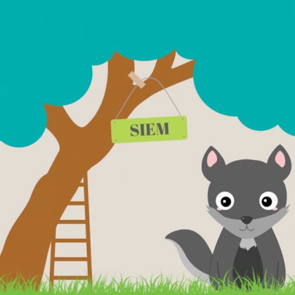 Kaartje "Vosje onder blauwe boom"