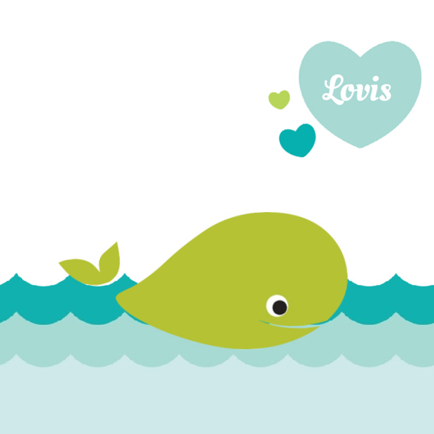 Kaartje "Groen walvisje" Kaartje "Groen walvisje"