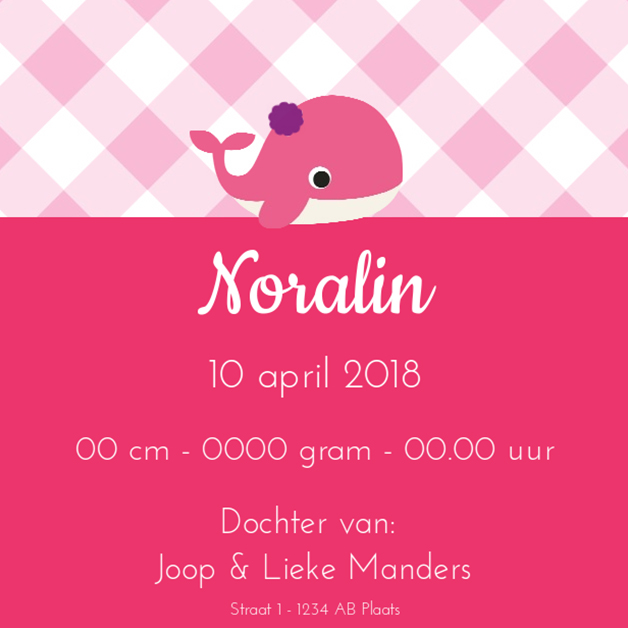 Kaartje "Roze walvis" Kaartje "Roze walvis"