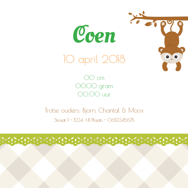 Kaartje "Bruin aapje" Kaartje "Bruin aapje"