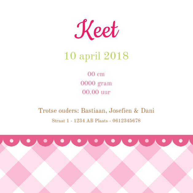 Kaartje "Schaapje roze" Kaartje "Schaapje roze"