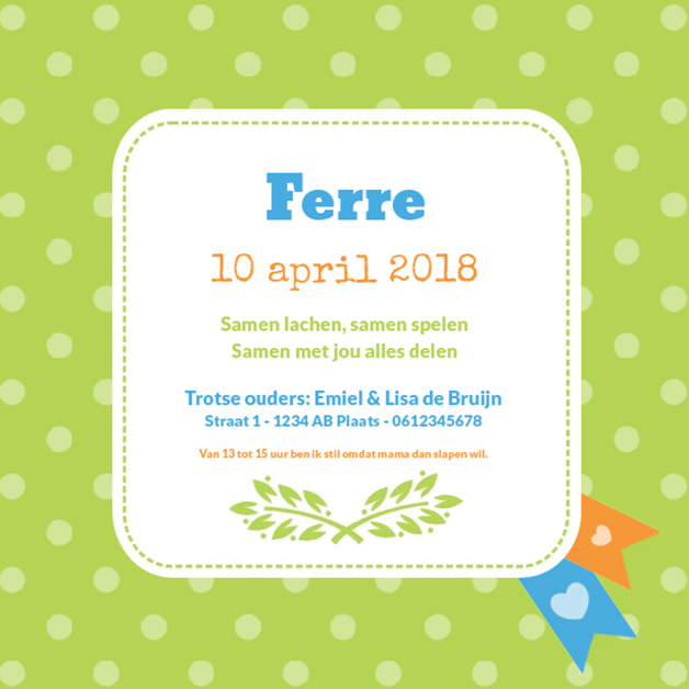 Kaartje "Slapend vosje groen" Kaartje "Slapend vosje groen"