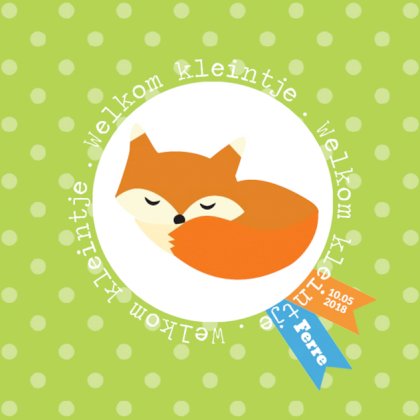 Kaartje "Slapend vosje groen"