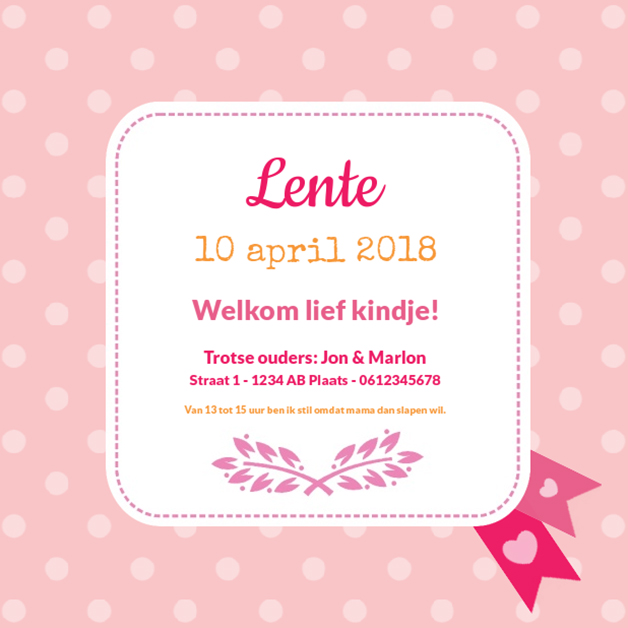 Kaartje "Slapend vosje roze" Kaartje "Slapend vosje roze"