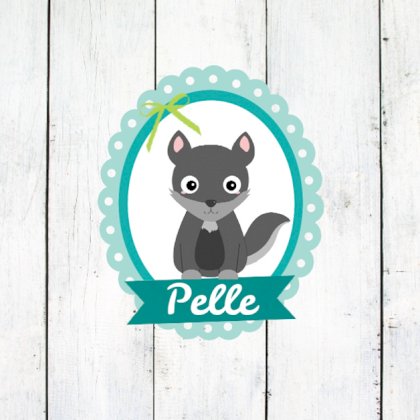 Kaartje "Wolfje op hout blauw"