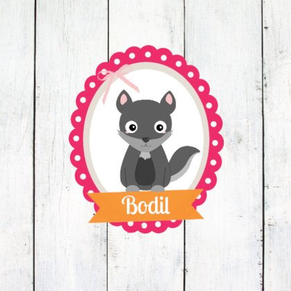 Kaartje "Wolfje op hout roze"