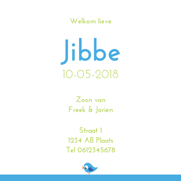 Kaartje "Girafje met vogeltje Kaartje "Girafje met vogeltje