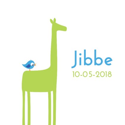 Kaartje "Girafje met vogeltje Kaartje "Girafje met vogeltje