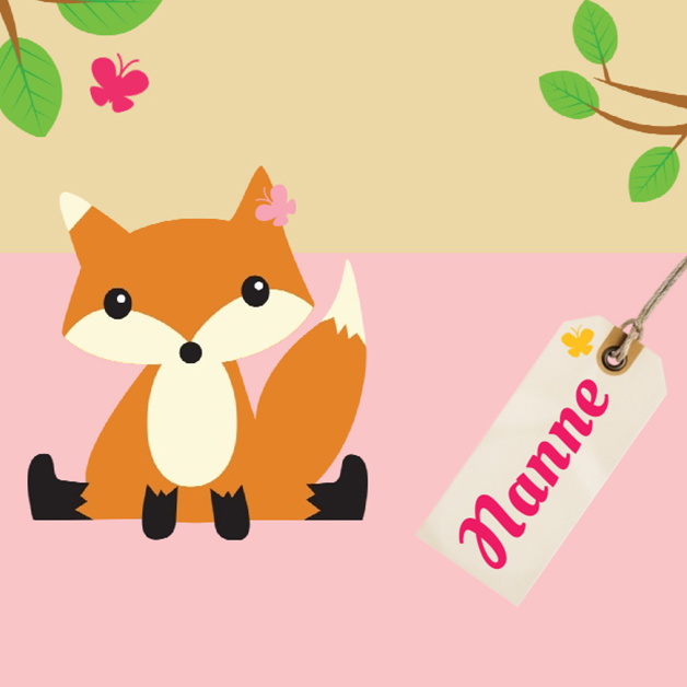 Kaartje "Vosje met vlindertjes" Kaartje "Vosje met vlindertjes"