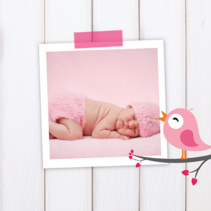 Gevouwen kaart "Foto & Roze vogeltje" Gevouwen kaart "Foto & Roze vogeltje"