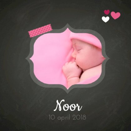 Gevouwen kaart "Foto & krijtbord roze"