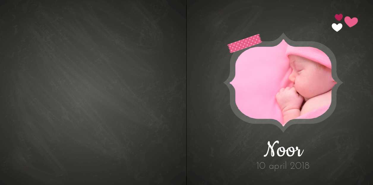 Gevouwen kaart "Foto & krijtbord roze" Gevouwen kaart "Foto & krijtbord roze"