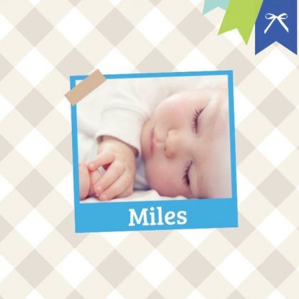 Gevouwen kaart "Foto & Grijze ruitjes"