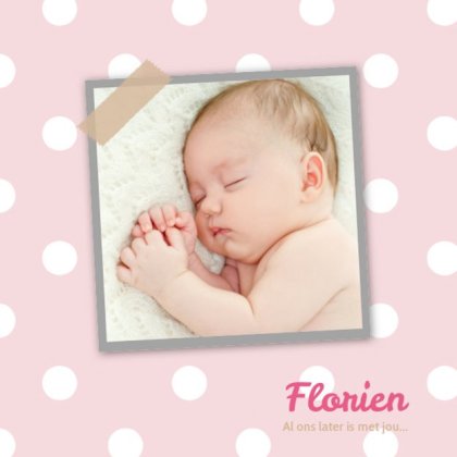 Gevouwen kaart "Foto & Stipjes roze" Gevouwen kaart "Foto & Stipjes roze"