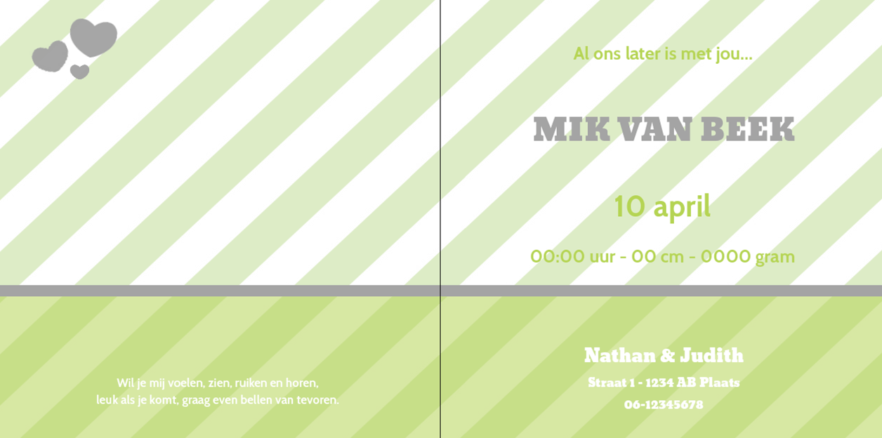 Gevouwen kaart "Foto & Groene strepen" Gevouwen kaart "Foto & Groene strepen"