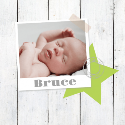 Gevouwen kaart "Foto & Hout met groen ster"