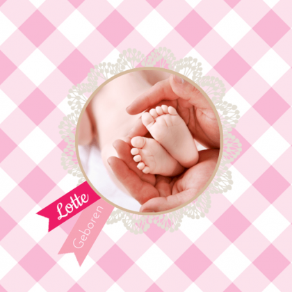 Gevouwen kaart "Foto & Roze ruitjes" Gevouwen kaart "Foto & Roze ruitjes"