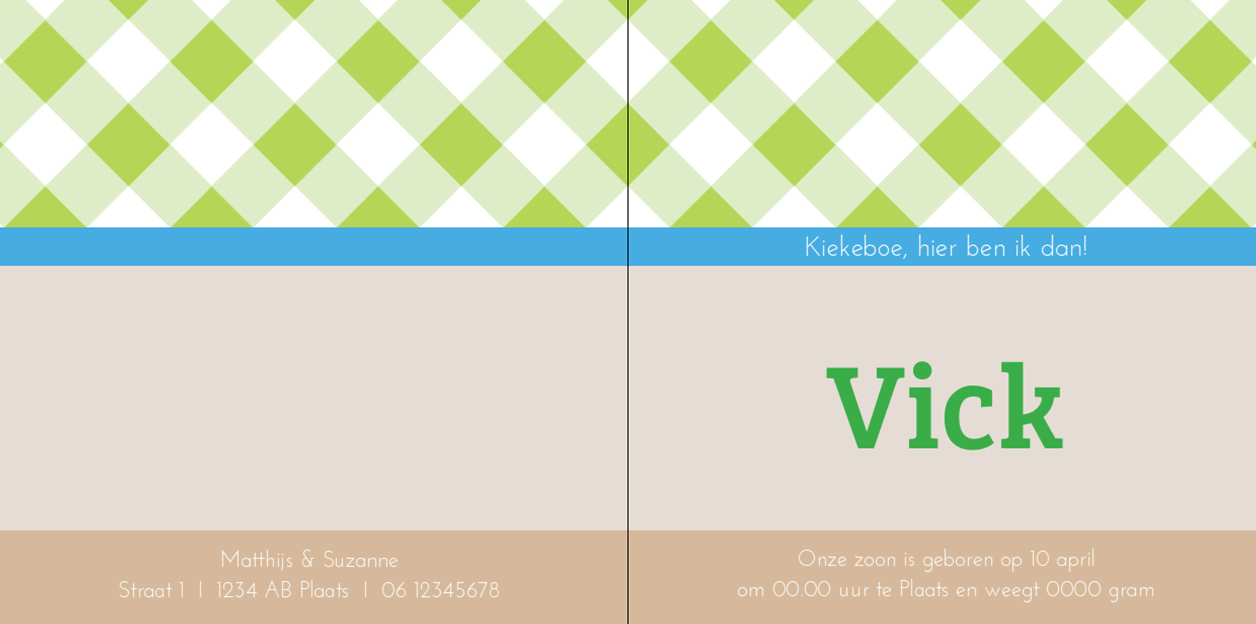 Gevouwen kaart "Foto & Groene ruitjes" Gevouwen kaart "Foto & Groene ruitjes"