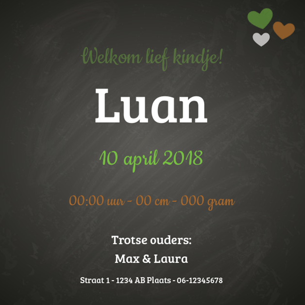 Kaartje "Foto & krijtbord" Kaartje "Foto & krijtbord"