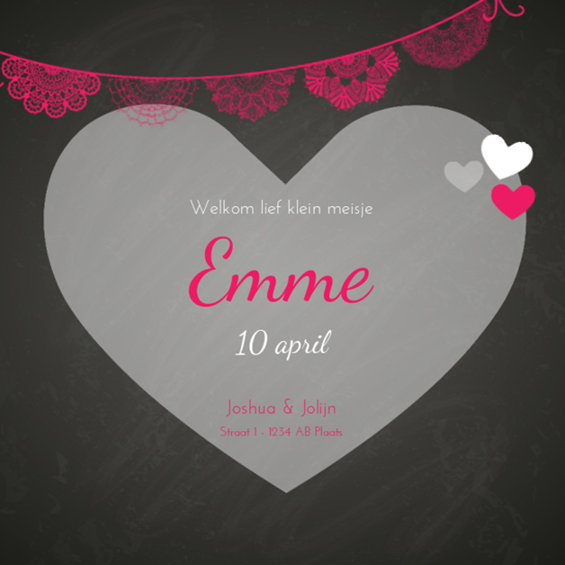 Kaartje "Foto & Krijtbord hart " Kaartje "Foto & Krijtbord hart "