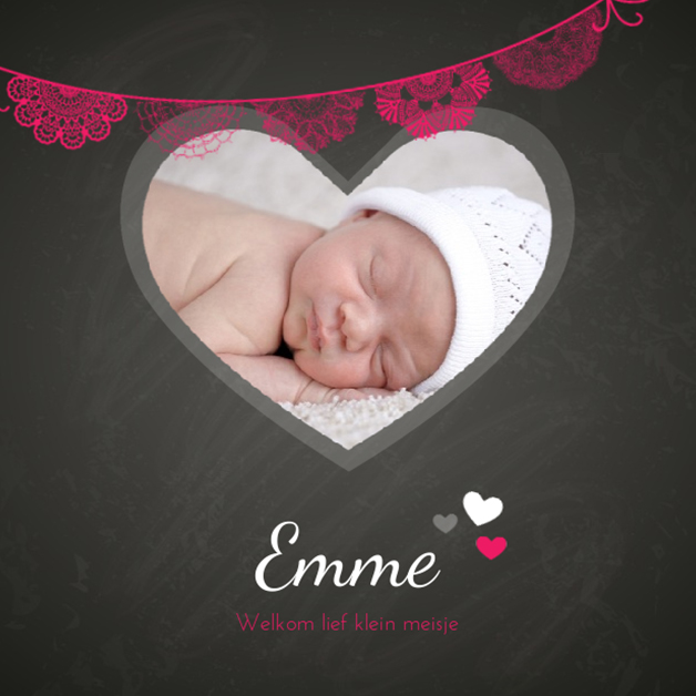 Kaartje "Foto & Krijtbord hart " Kaartje "Foto & Krijtbord hart "