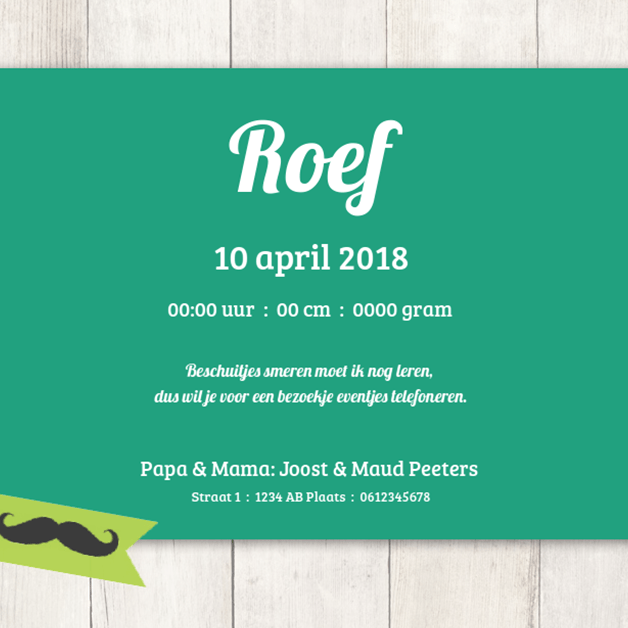Kaartje "Foto & hout met een snorretje" Kaartje "Foto & hout met een snorretje"