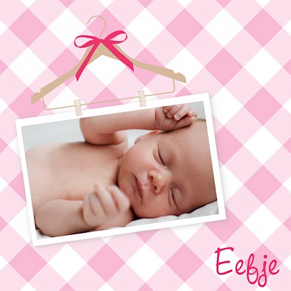 Kaartje "Foto & Kleerhangertje roze"
