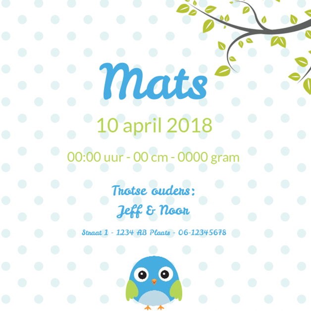 Kaartje "Foto & Blauw vogeltje" Kaartje "Foto & Blauw vogeltje"