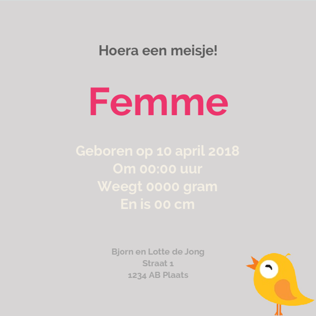 Kaartje "Foto & Geel vogeltje" Kaartje "Foto & Geel vogeltje"