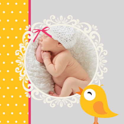 Kaartje "Foto & Geel vogeltje"