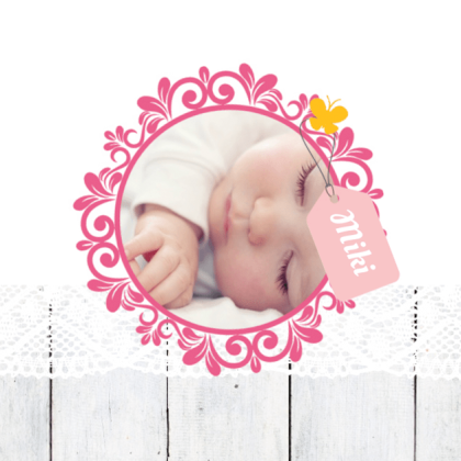 Kaartje "Foto & Hout met kant"