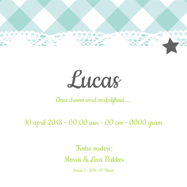 Kaartje "Foto & Blauwe ruitjes" Kaartje "Foto & Blauwe ruitjes"