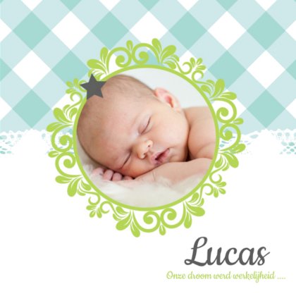 Kaartje "Foto & Blauwe ruitjes"