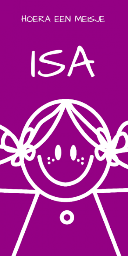 Kaartje "Getekend meisje paars" Kaartje "Getekend meisje paars"