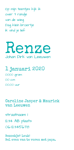 Kaartje "Getekend broertje blauw" Kaartje "Getekend broertje blauw"