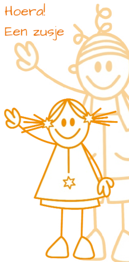 Kaartje "Getekend zusje oranje" Kaartje "Getekend zusje oranje"