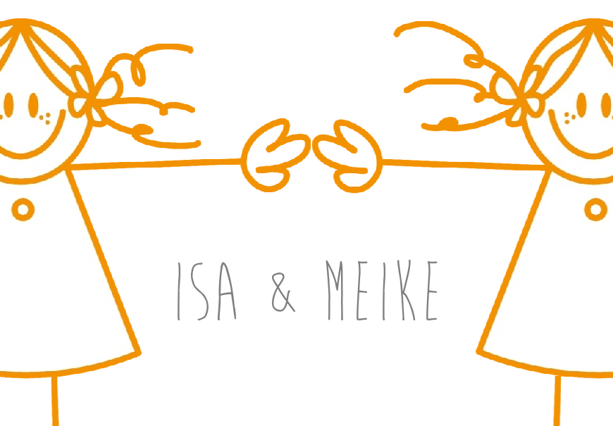 Kaart tweeling "Getekend zusjes" Kaart tweeling "Getekend zusjes"