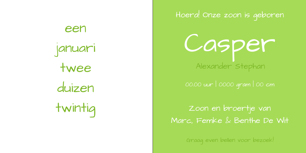 Gevouwen kaart "Getekend jongetje groen" Gevouwen kaart "Getekend jongetje groen"