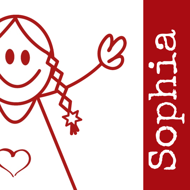 Kaartje "Getekend meisje rood" Kaartje "Getekend meisje rood"