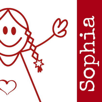 Kaartje "Getekend meisje rood"