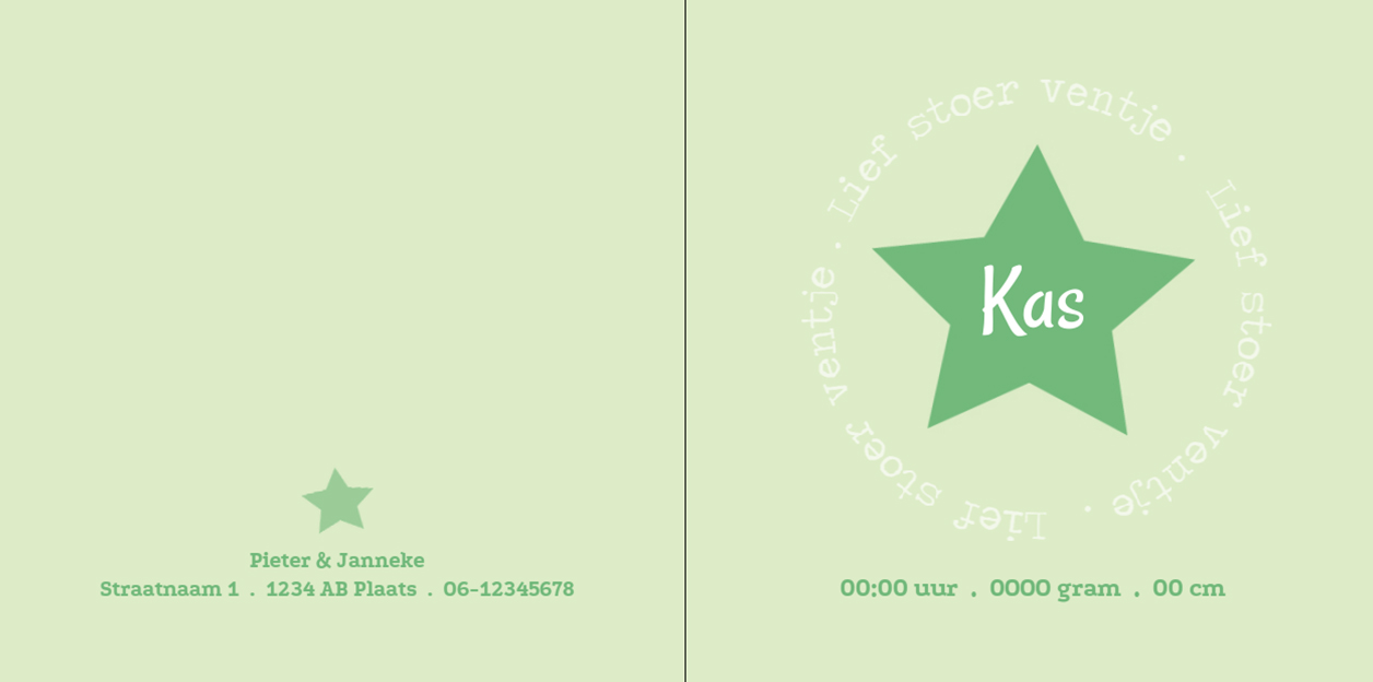 Gevouwen kaart "Ster & Mint groen" Gevouwen kaart "Ster & Mint groen"