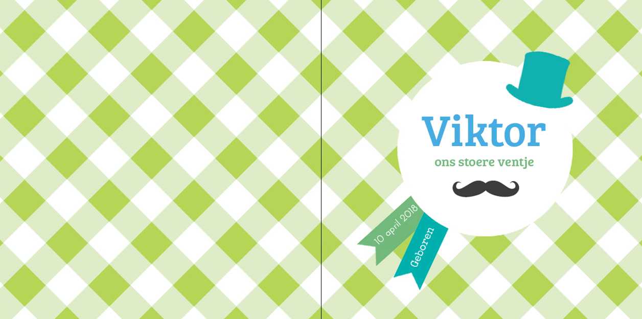 Gevouwen kaart "Vaantje met hoed en snor" Gevouwen kaart "Vaantje met hoed en snor"