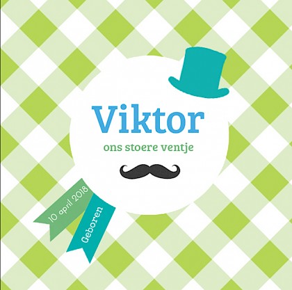 Gevouwen kaart "Vaantje met hoed en snor" Gevouwen kaart "Vaantje met hoed en snor"