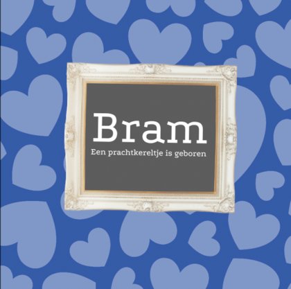 Gevouwen kaart "Blauw met hartjes"